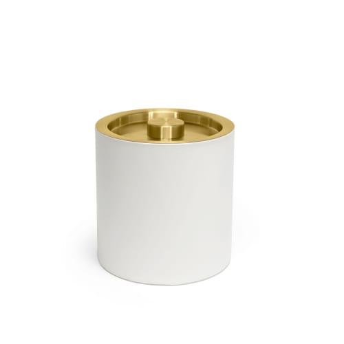 London Ice Bucket 3.5 Quart Round, White with Matte Brass Lid